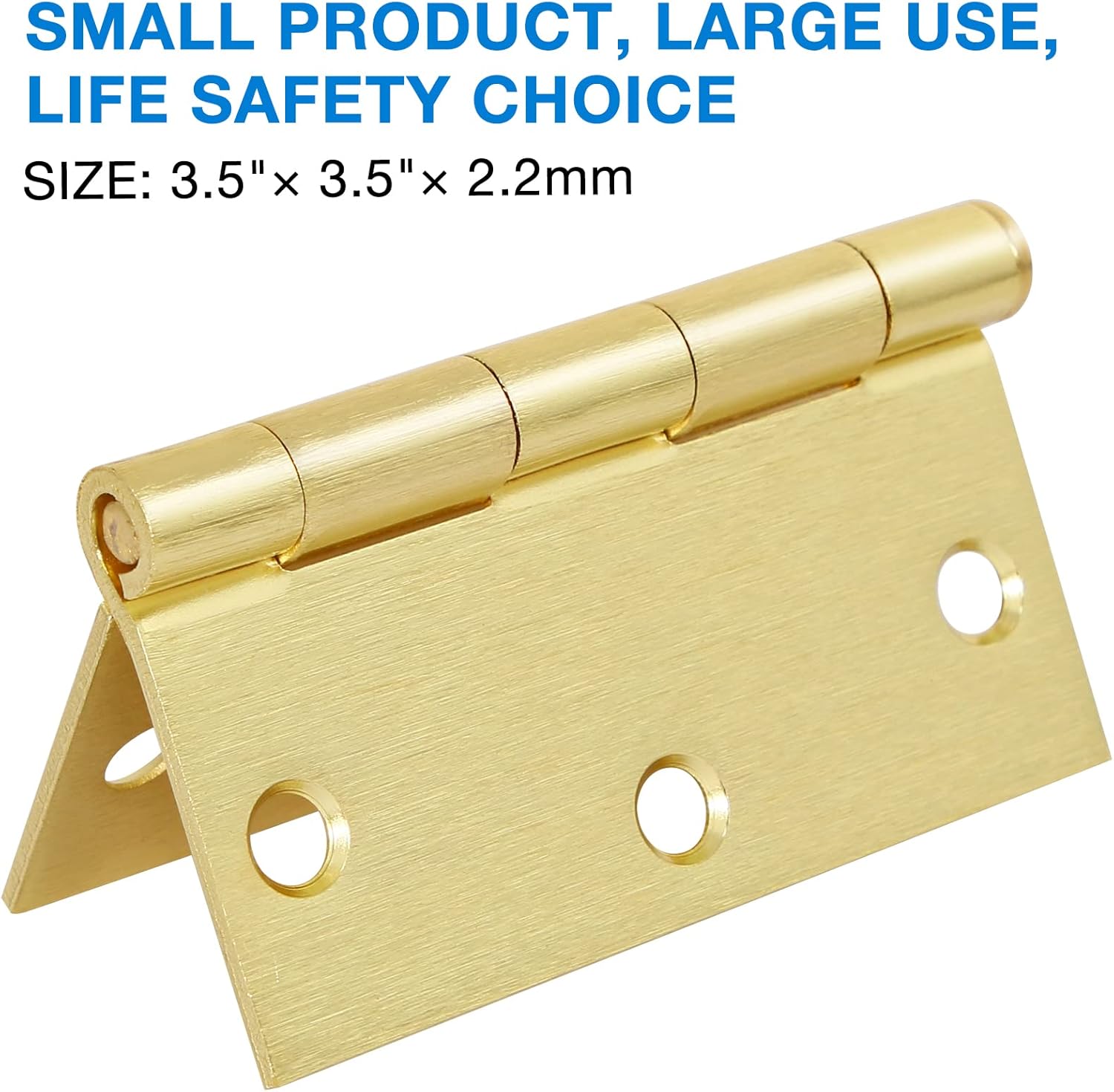 Paquete de 12 bisagras cuadradas de latón satinado de 3.5 x 3.5 pulgadas, bisagras de puerta interiores de 3 12 pulgadas, bisagras cuadradas de
