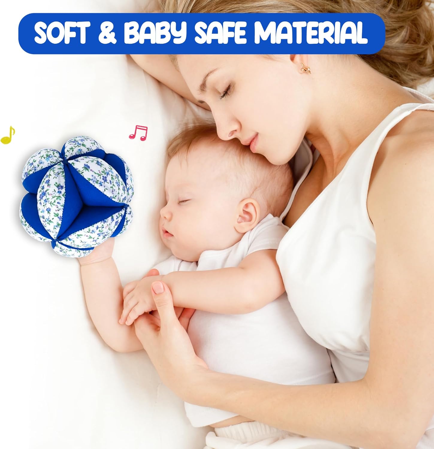 MEYOR Montessori – Bola de tela para bebés, bola de rompecabezas de algodón con sonajero, bola sensorial texturizada para bebés de 6 a 12 meses para