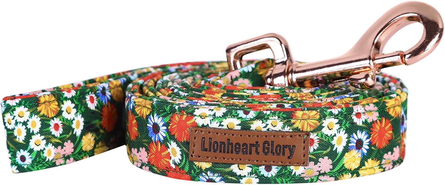 Lionheart glory Correa resistente para perros con diseño floral y duradera, con mango suave y cómodo para perros pequeños, medianos y grandes