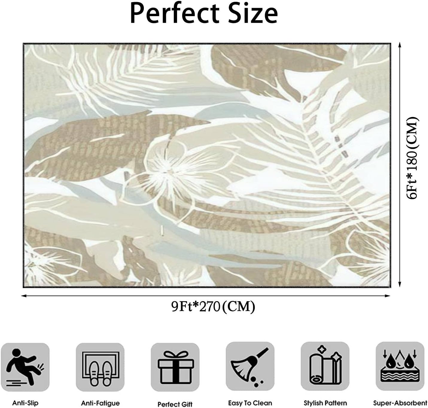 PeeNoke Romantic Botanical Repeated Spring Peony Summer Textile Design Beige Area Rug Outdoor Patio Rug Play Mat Floor Mat Modern Carpet Non-Slip
