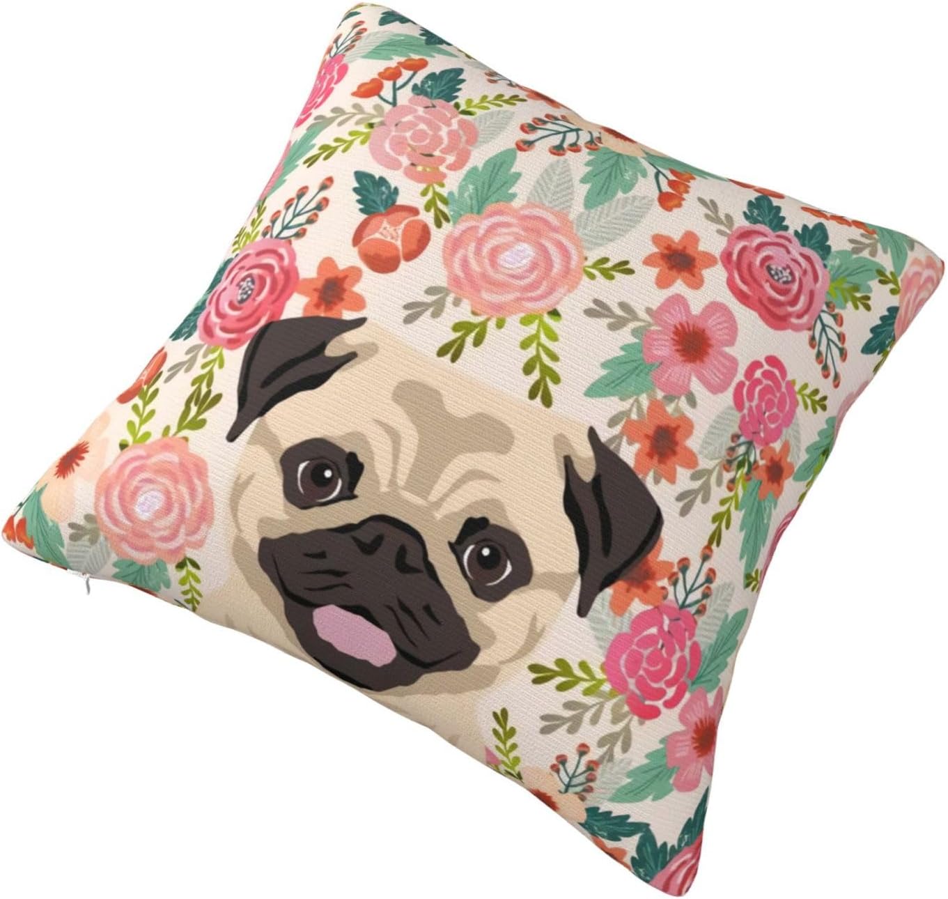 Fundas de almohada con estampado de lindos perros carlino, amantes de las mascotas, para dormitorio, cama y sofá, fundas de almohada cuadradas