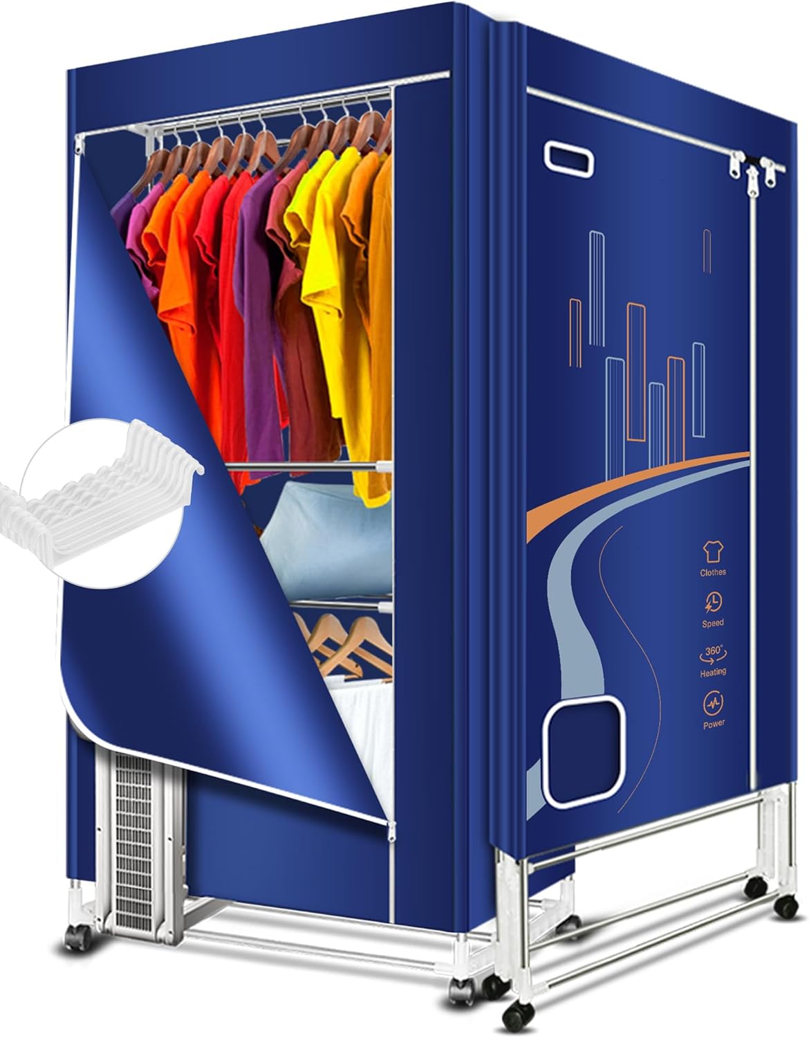 Secadora de ropa, capacidad de 35 libras, secadora portátil de 67 pulgadas (anión), 1600 W-3 niveles plegable, secadora portátil de ahorro de
