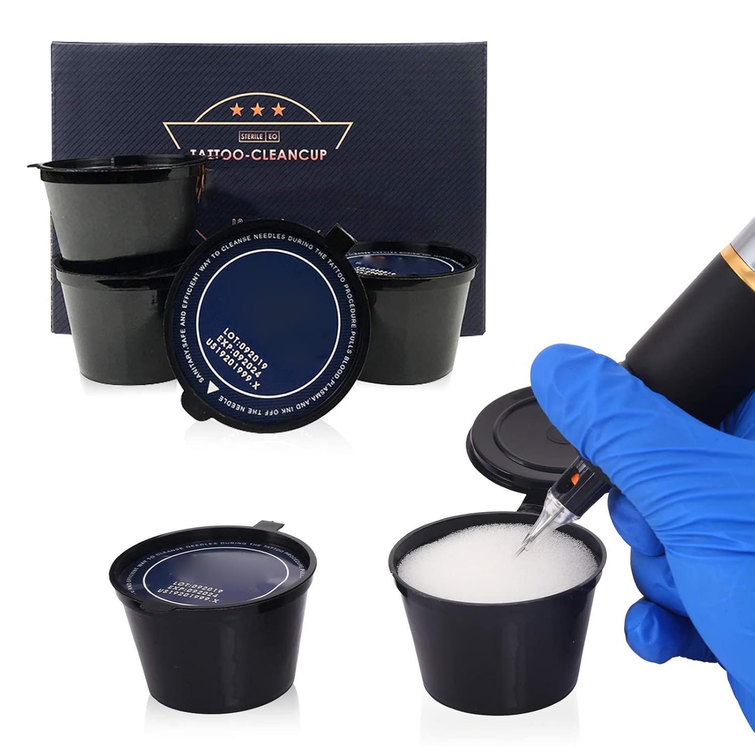 Sonew 18PCS desechables tatuaje aguja inmersión limpieza tazas, cartucho profesional de espuma de inmersión taza de limpieza tatuaje suministros