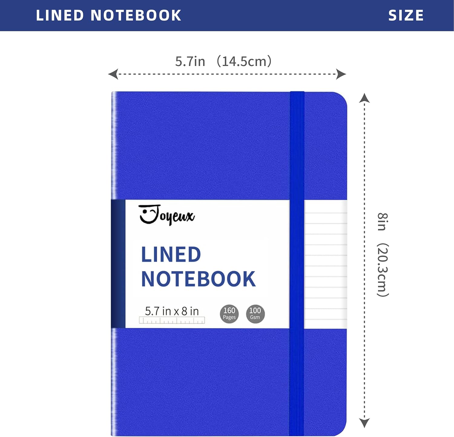 JOYEUX Cuaderno rayado, diario de 160 páginas para escribir, tamaño mediano de 5.7 x 8 pulgadas para mujeres y hombres, papel A5 de 3.53 ozm de