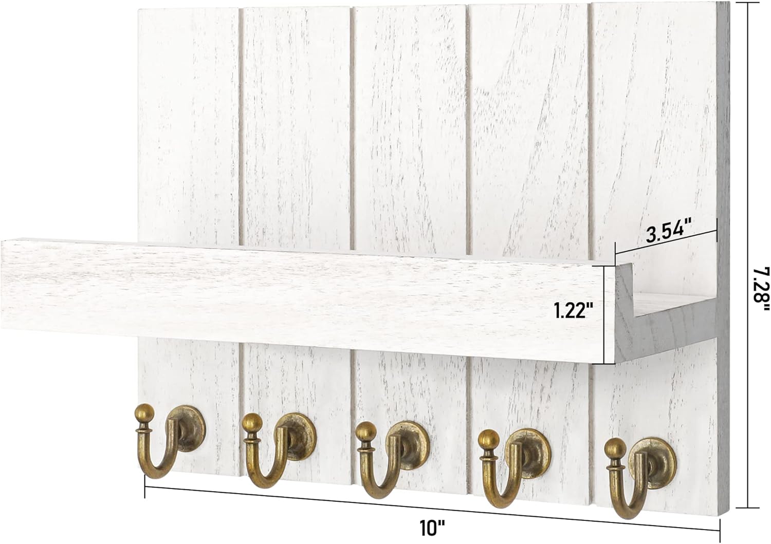 Rebee Vision Juego de llaves para pared 10″ Llavero con 5 ganchos y 15″ Llavero con 7 ganchos para decoración de pared de granja – Blanco