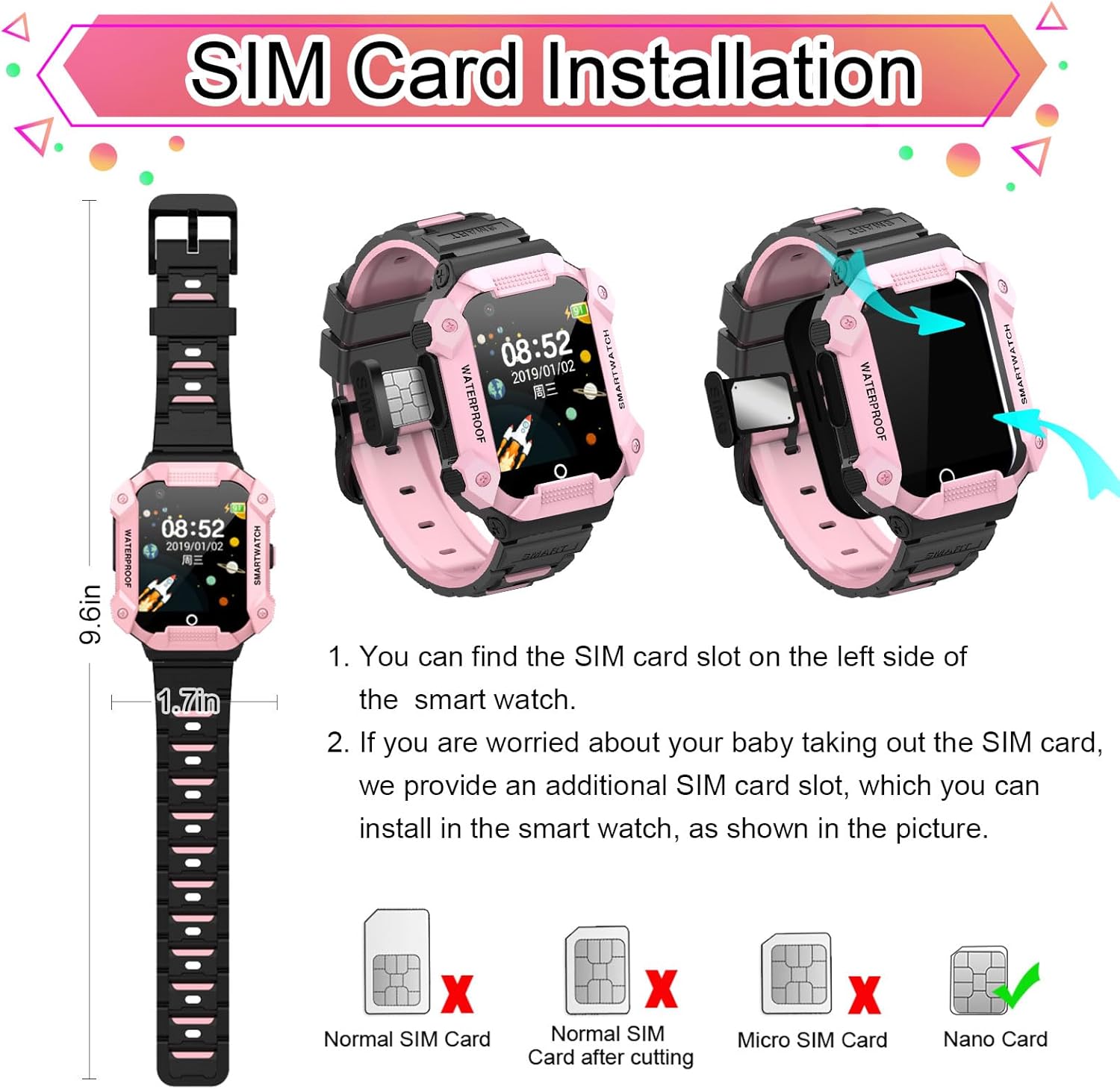 Wonlex 4G Kids Smartwatch with SIM Card, GPS Smart Watch for Children, 1.4″ Touch Screen Phone Watch for Boys Girls with Video Calls, Voice Chat,