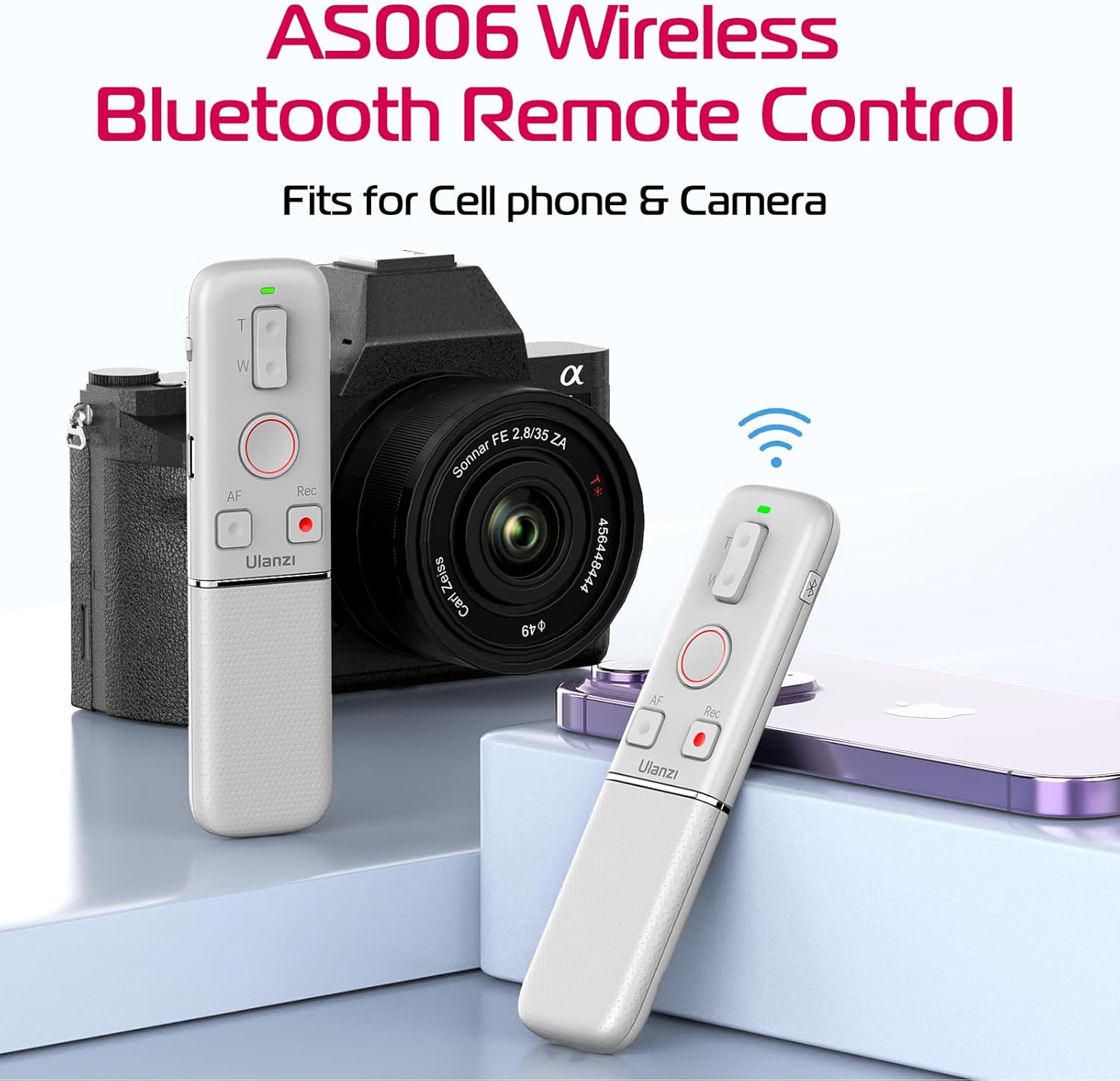 ULANZI AS006 Cámara universal inalámbrica obturador remoto para Sony, Canon, Nikon y otros teléfonos inteligentes, grabación de video selfie