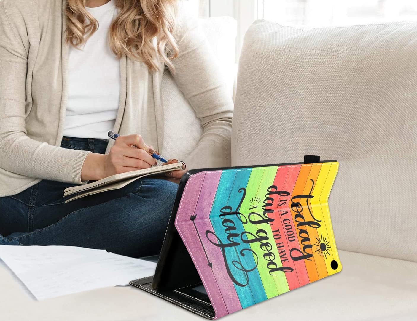 Funda para tablet Fire HD 10Fire HD 10 Plus de 10.1 pulgadas (11 generación, lanzada en 2021)  Funda delgada de piel sintética con soporte para