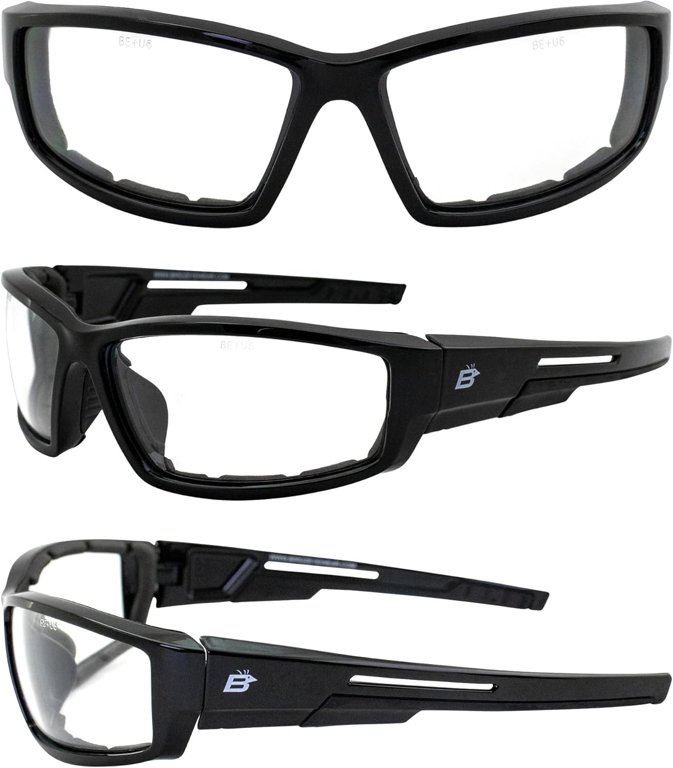 Birdz Gafas de sol Swoop antiniebla acolchadas para motocicleta, marco negro con lente amarilla