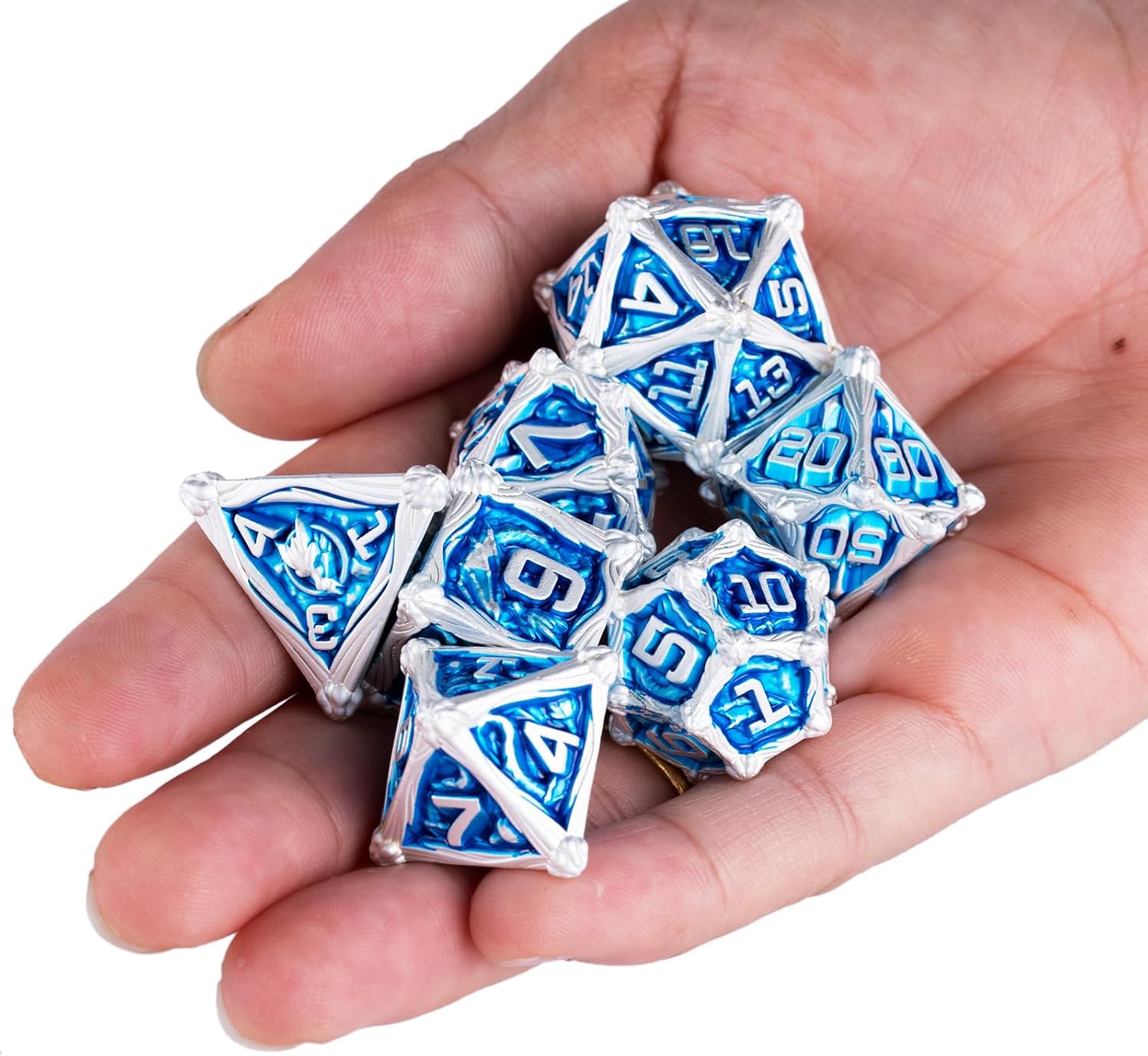 Surpass Juego de dados de metal para DND, dados de metal para juegos de rol, juegos de mesa, dados poliédricos para Dungeons & Dragons RPG, juego de