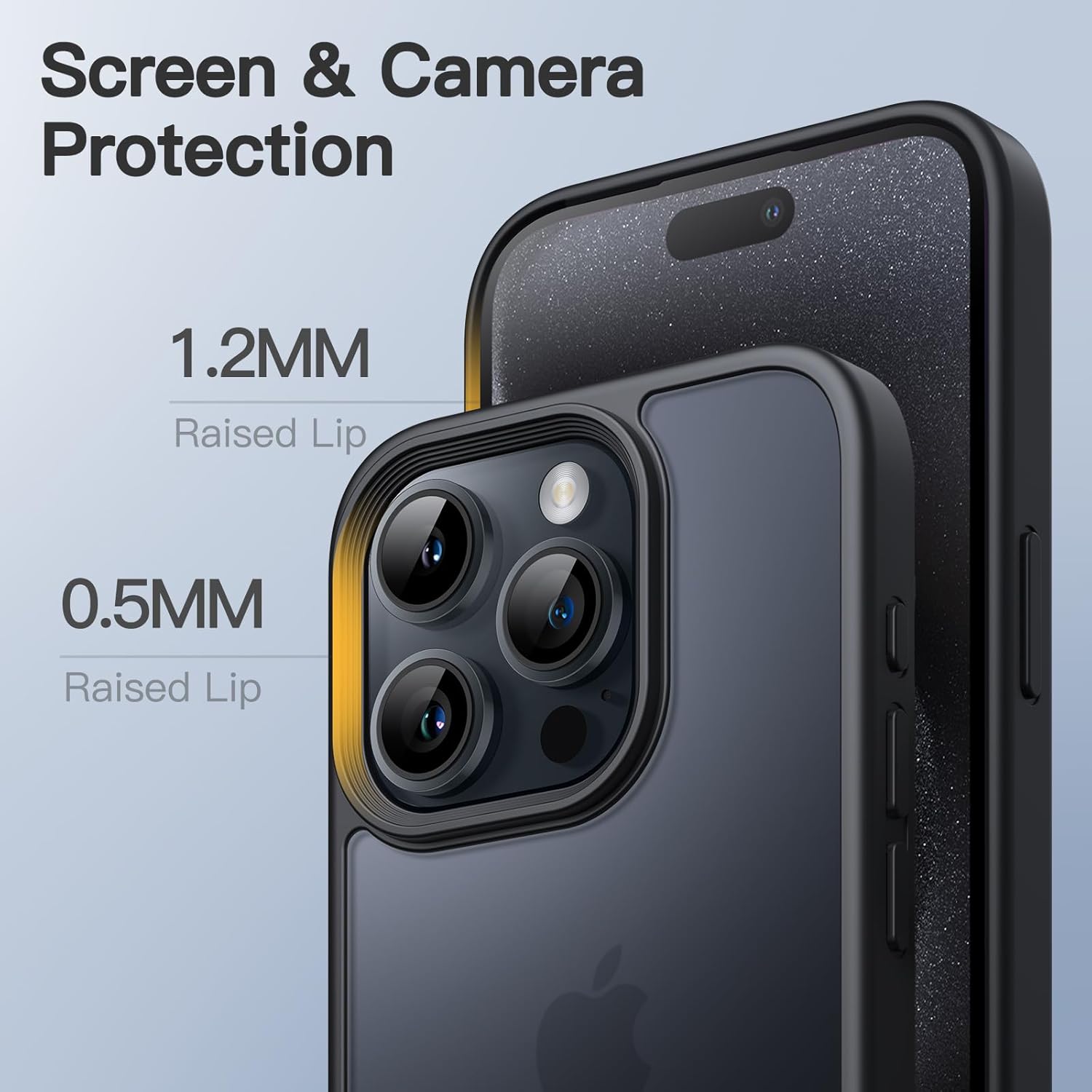 JETech Funda mate para iPhone 15 Pro Max de 6.7 pulgadas, a prueba de golpes, protección contra caídas de grado militar, cubierta trasera