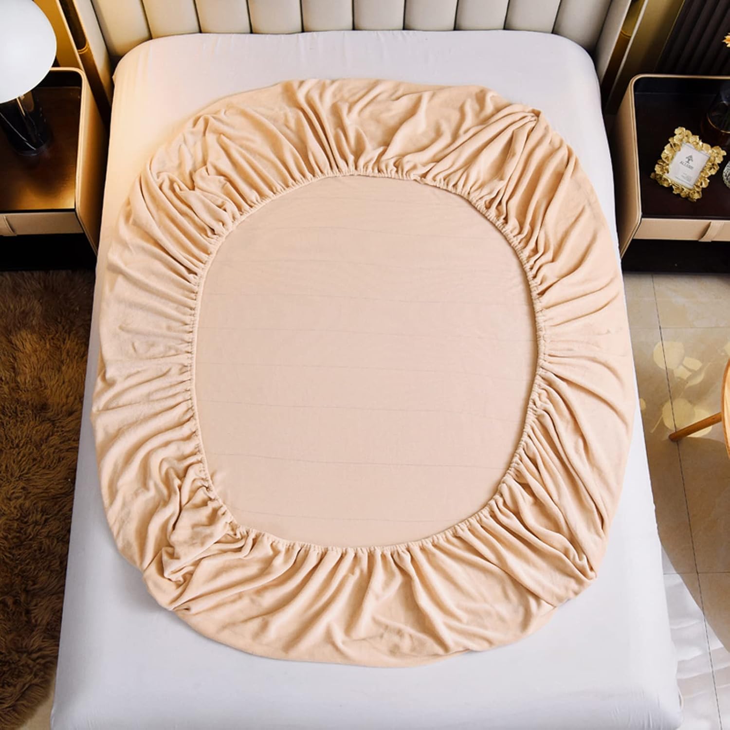 QQXX Sábana bajera de terciopelo, sábana bajera de franela suave y cómoda, protector de colchón elástico alrededor, sábana cálida de 15 pulgadas de