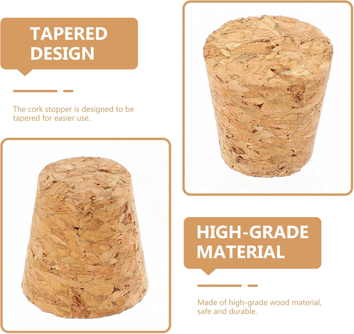 Zerodeko Tapones de corcho, 30 tapones de corcho, corchos de madera suave natural, corcho cónico, tapón de sellado de botella de cerveza para vino,
