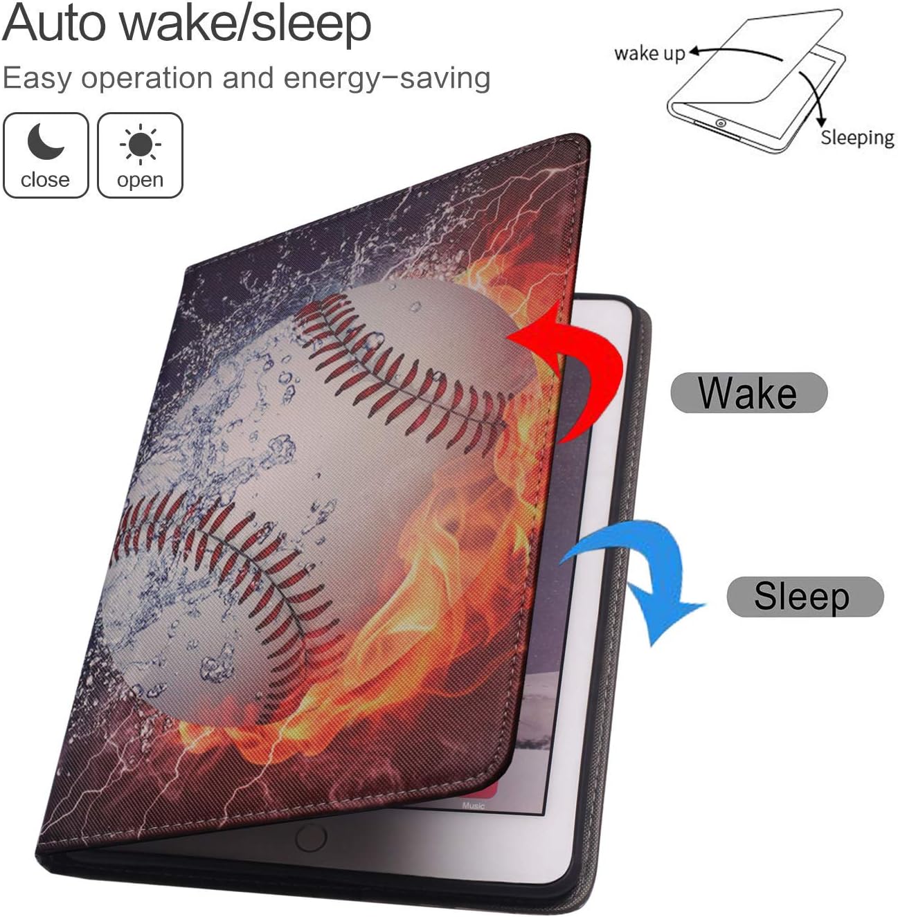 Nuevo iPad de 10.2 pulgadas (2019), iPad 7 generación de 10.2 pulgadas, funda protectora de cuero, soporte ajustable, funda inteligente de encendido