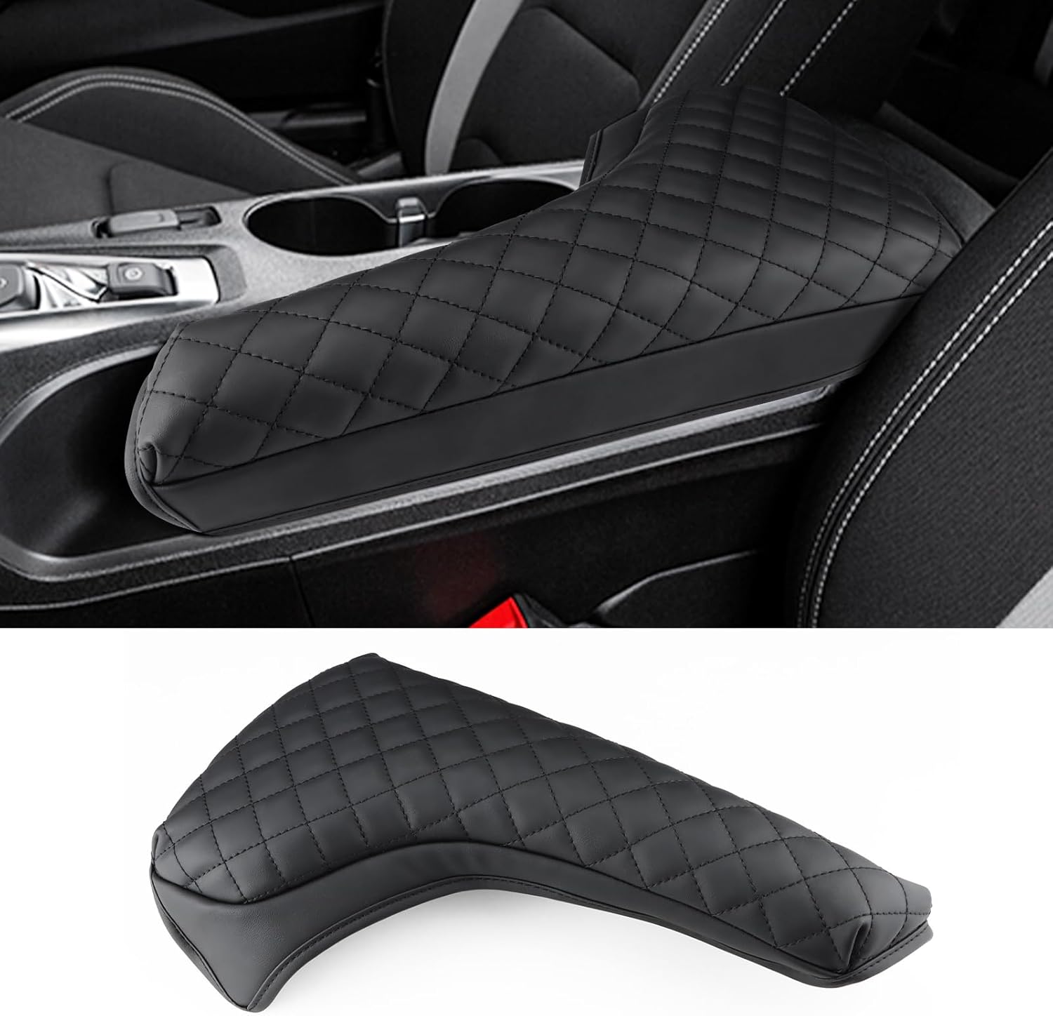 INTGET Funda de consola central para Chevrolet Chevy Camaro 2016-2022 2023 2024, accesorios de cuero para reposabrazos central, protector de tapa de