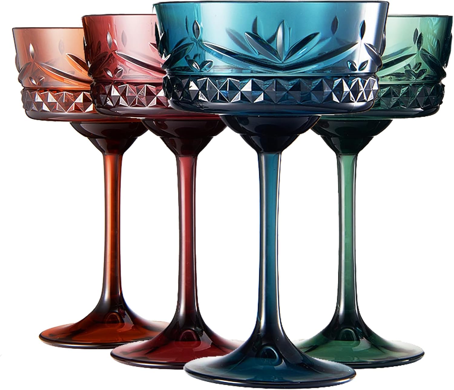 Khen Vasos de cóctel y Martini Coupé de Tritan inastillables, resellables  Juego de 4 vasos de cristal similar, reutilizables, irrompibles e