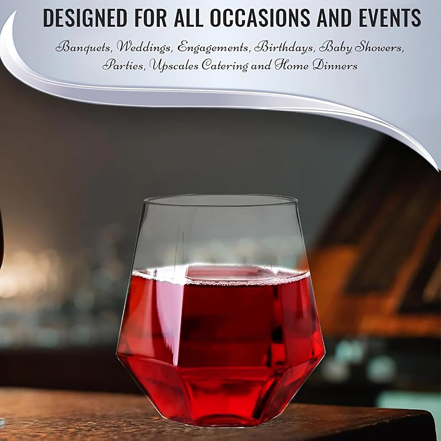 Smarty Had A Party Vasos de plástico de 12 onzas  Copas de vino de plástico, 48 vasos de plástico para vino, café, cócteles  Perfecto para bodas,