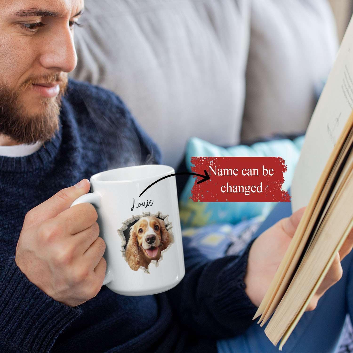 Special Customized With Cocker Spaniel Dog Coffee Mugs, Personalized Name Ceramic Tea Cups For Animal Lovers, Custom Meaningful Pet Design Mugs For