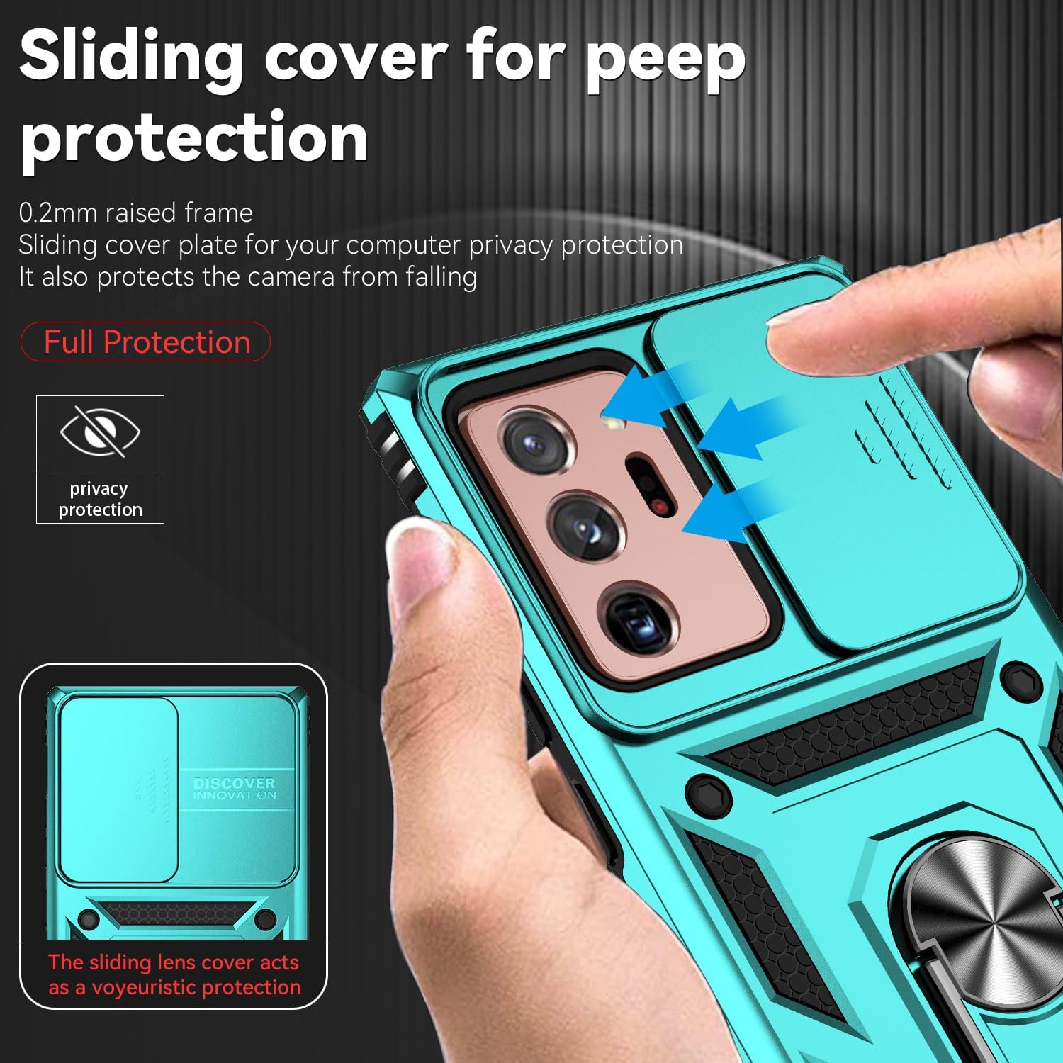 Funda para Samsung Galaxy Note 20 Ultra con cubierta para lente de cámara, protector de pantalla HD, prueba de caídas de grado militar, soporte de