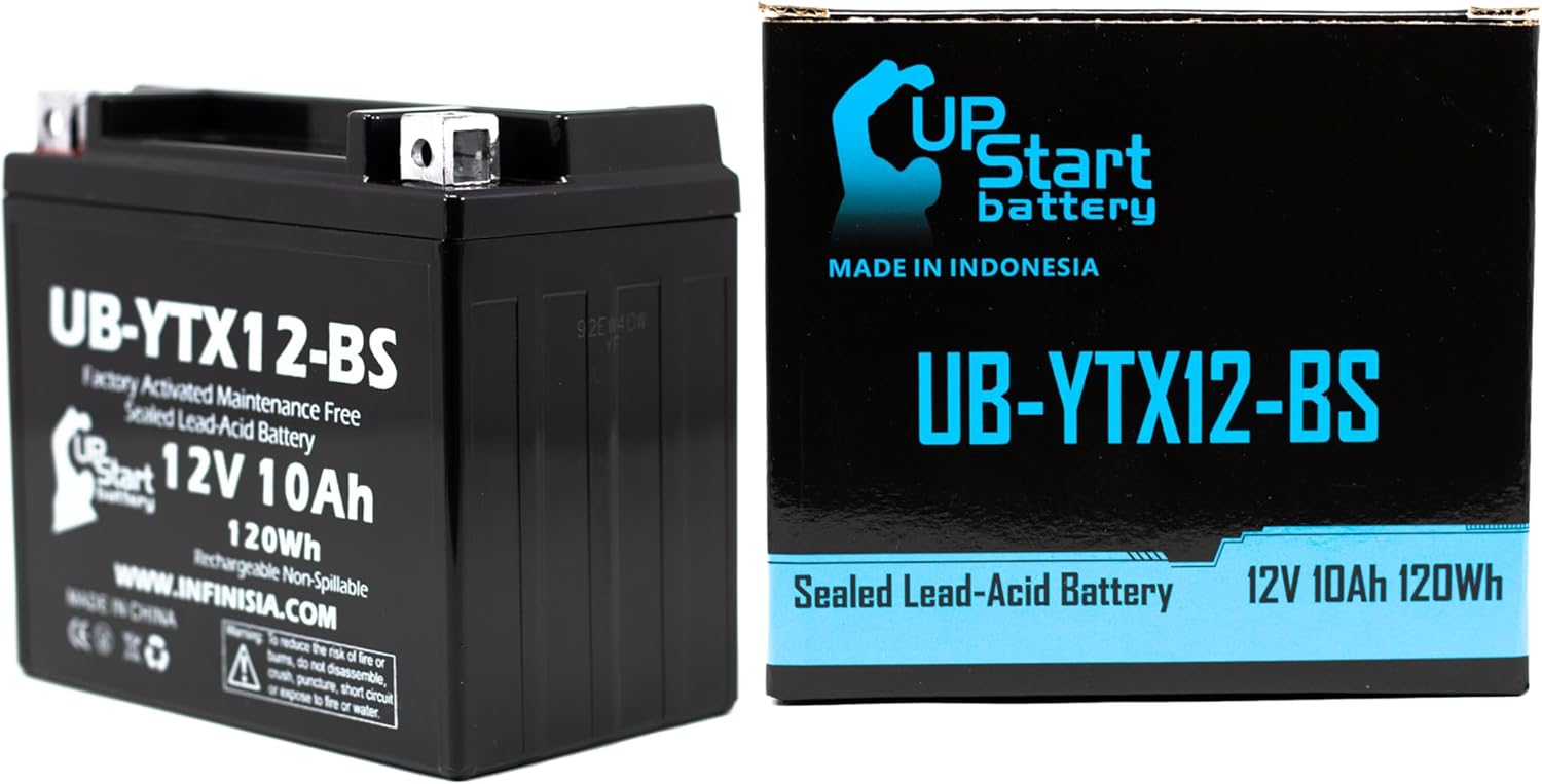 Repuesto para Honda TRX250 Recon, ES 250 CC activada de fábrica, sin mantenimiento, batería ATV – 12 V, 10 Ah, UB-YTX12-BS