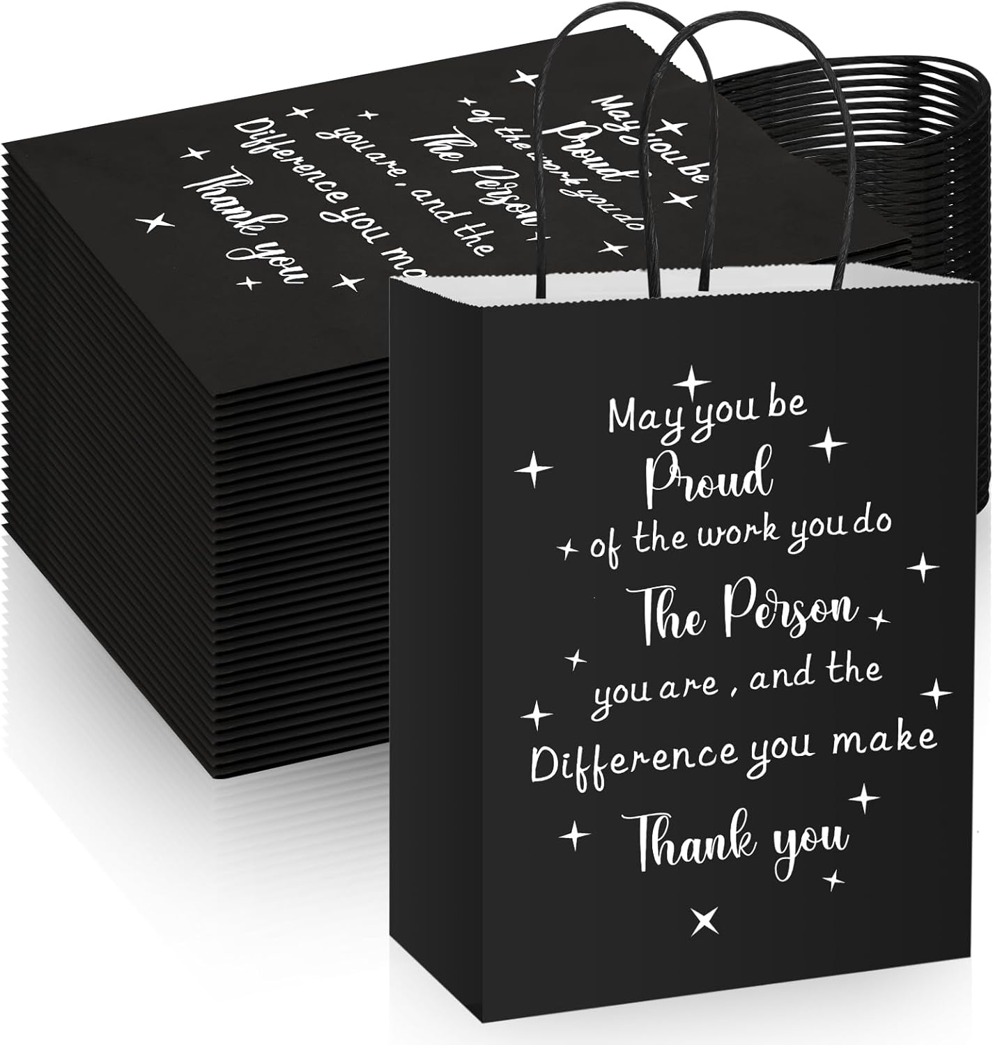Fulmoon 50 bolsas de regalo de agradecimiento a granel para empleados, bolsas de papel de agradecimiento con asas para empleados, compañeros de