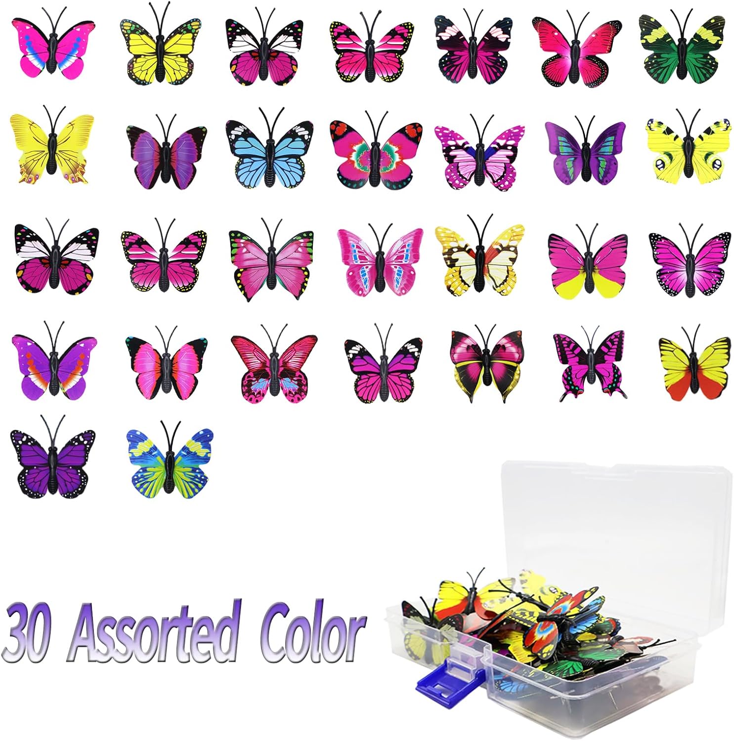Sohalejr 30 piezas de alfileres decorativos con diseño de mariposas, tachuelas planas para tablón de anuncios, fotos, mapas de pared y otras