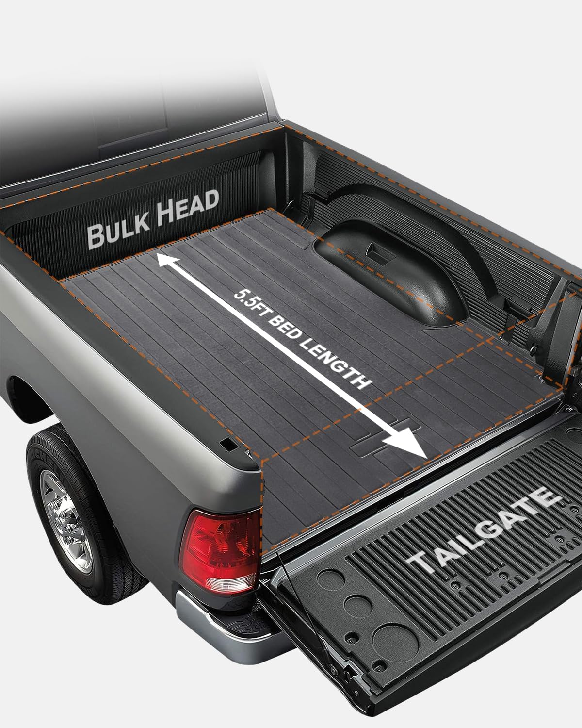 Tapete para caja de camión, resistente compatible con Ford F-150 Crew Cab 2015-2023 con caja de 5.5 pies
