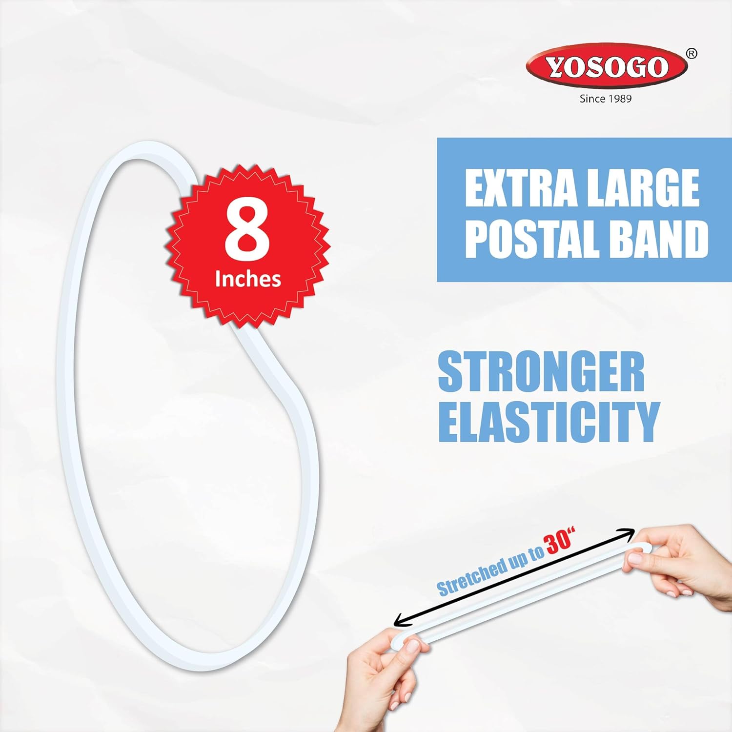 Bandas de goma postales grandes de 8 pulgadas  Bandas elásticas biodegradables resistentes (paquete de 60)  Caucho natural  Duraderas para oficina,