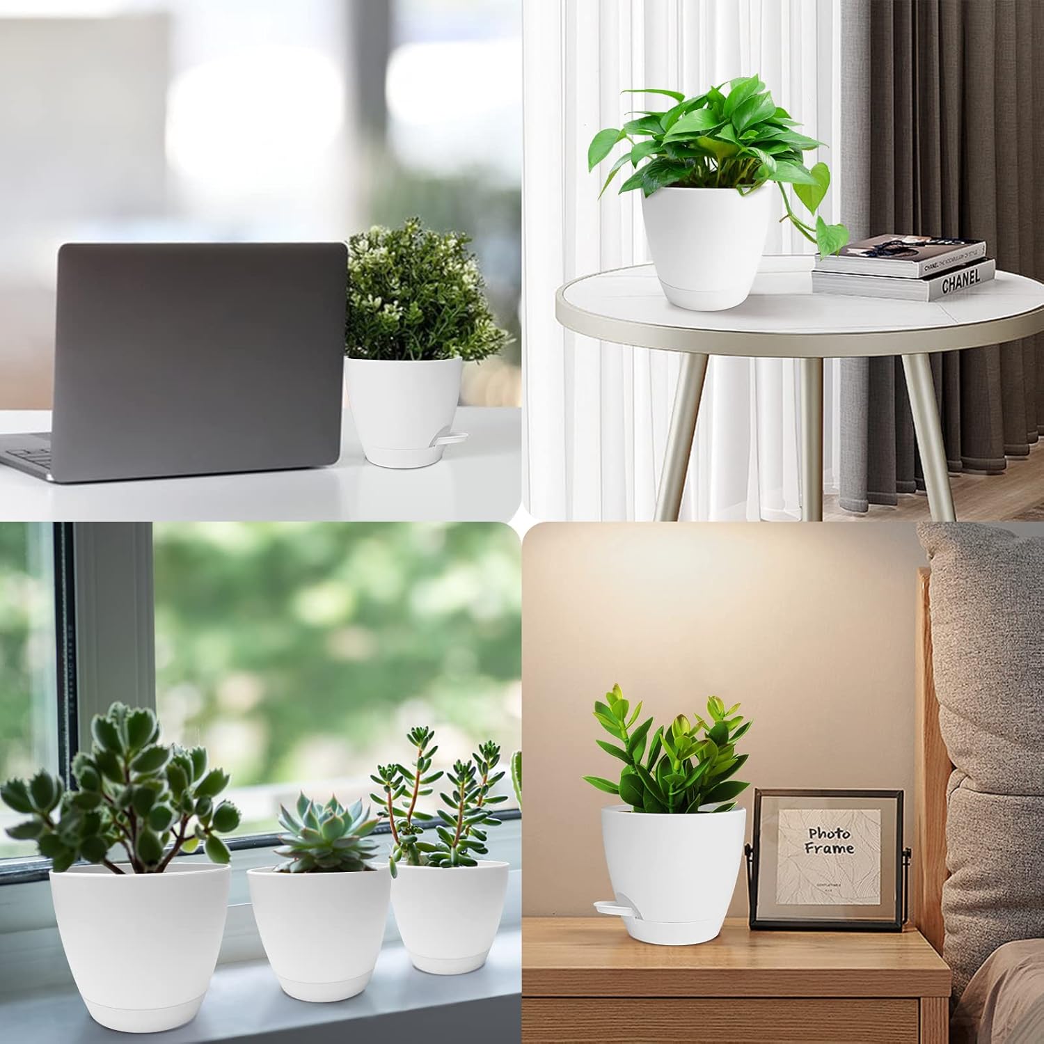 Idealife Macetas de 76.565.55 pulgadas con orificio de drenaje, macetas para macetas de jardín decorativas modernas con 178 agujeros de drenaje para