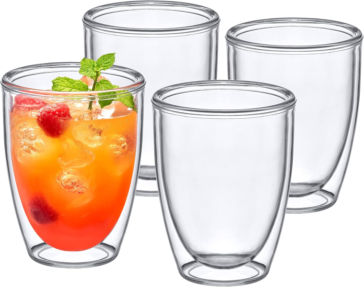 Amazing Abby – Andes – Vasos de plástico aislados de 12 onzas (juego de 4), vasos de plástico de doble pared, vasos de plástico reutilizables