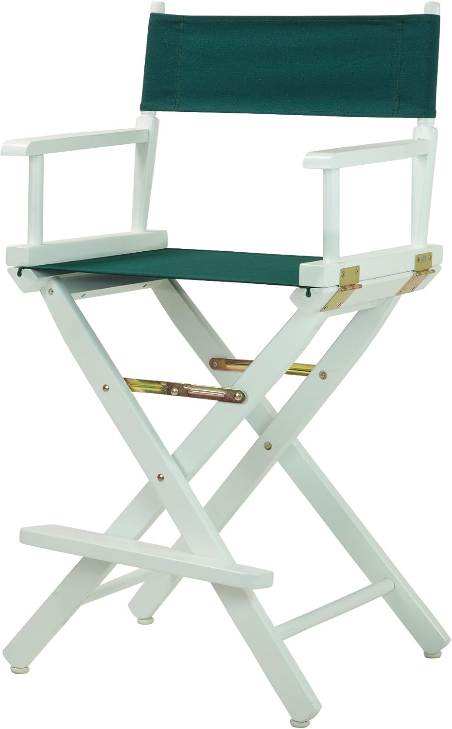 Casual Home – Silla de director de 24.0in, marco blanco con lona verde cazador, altura de mostrador
