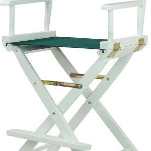 Casual Home – Silla de director de 24.0in, marco blanco con lona verde cazador, altura de mostrador Casual Home – Silla de director de 24.0in, marco blanco con lona verde cazador, altura de mostrador