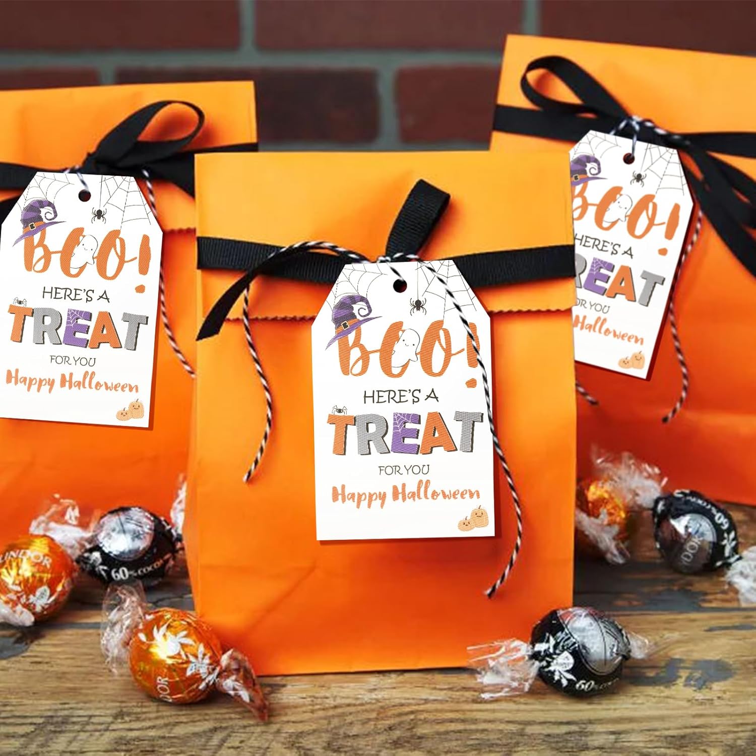 Anwyll Etiquetas de feliz Halloween, etiquetas de regalo de papel de Halloween, 100 etiquetas de Halloween con cuerda, etiquetas de regalo colgantes