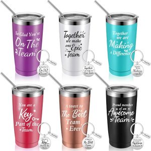 Vaso de vino de acero inoxidable con tapa y pajilla, 20 onzas, vasos de vino aislados con llavero (colores brillantes, 6 juegos) Vaso de vino de acero inoxidable con tapa y pajilla, 20 onzas, vasos de vino aislados con llavero (colores brillantes, 6 juegos)