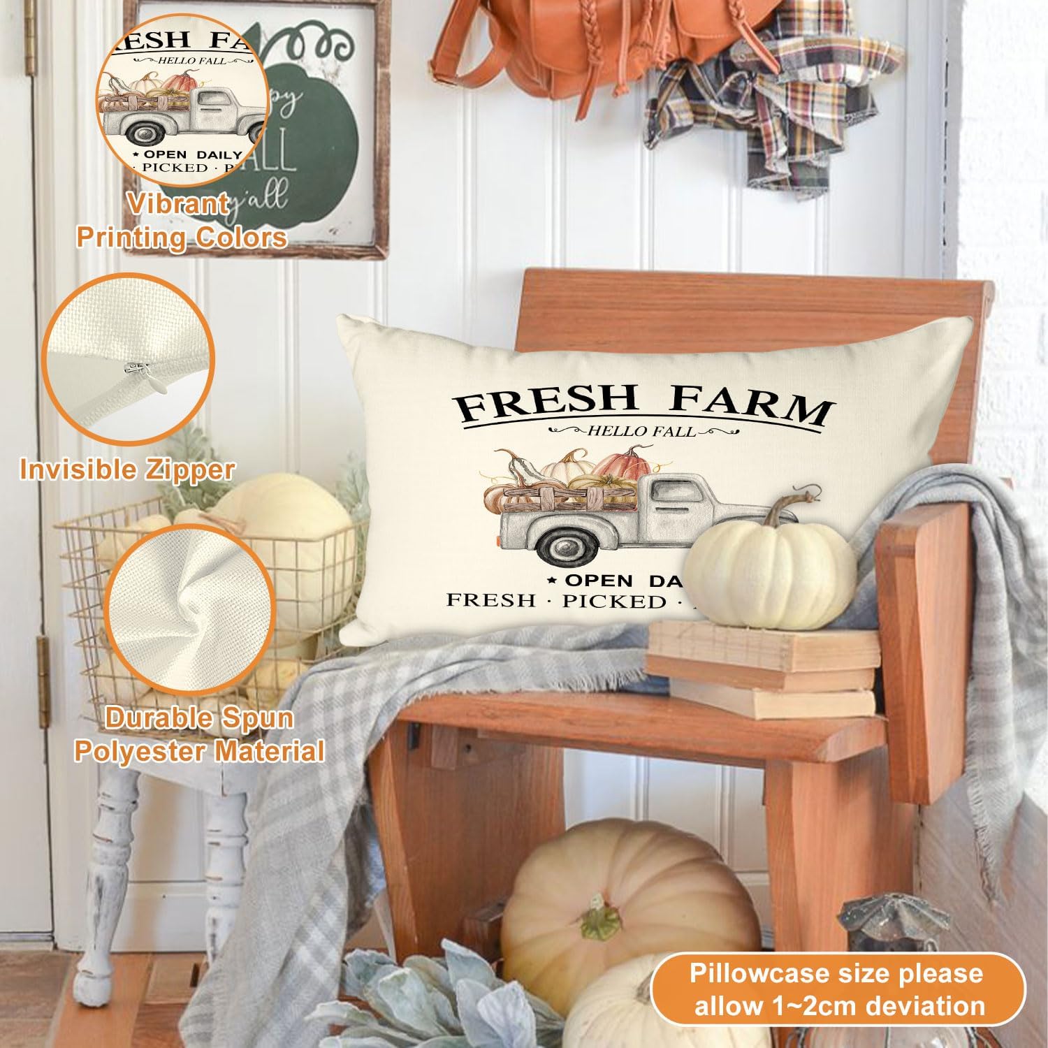 Ywlake Juego de 4 fundas de almohada decorativas de otoño de 12 x 20 pulgadas, color gris de 12 x 20 pulgadas, fundas de almohada otoñales de Acción