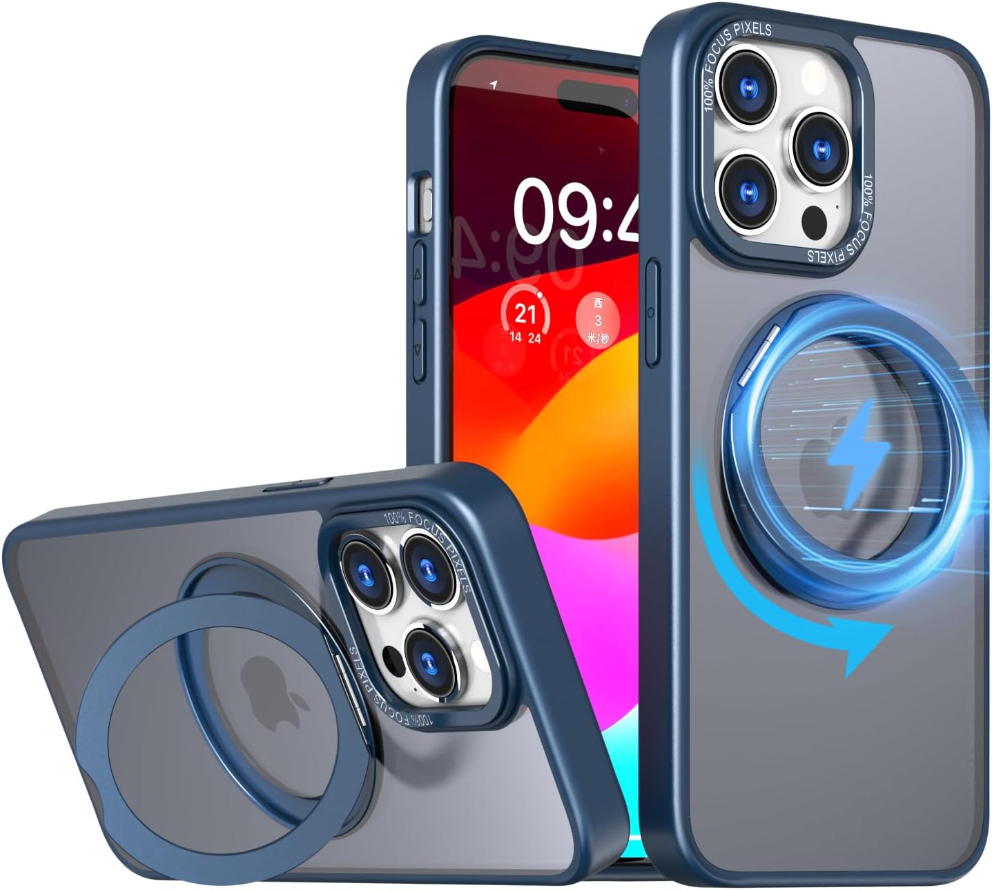 Kakabin Funda magnética para iPhone 13 Pro Max compatible con Magsafe, grado militar, a prueba de golpes, mate, delgada, con soporte de anillo