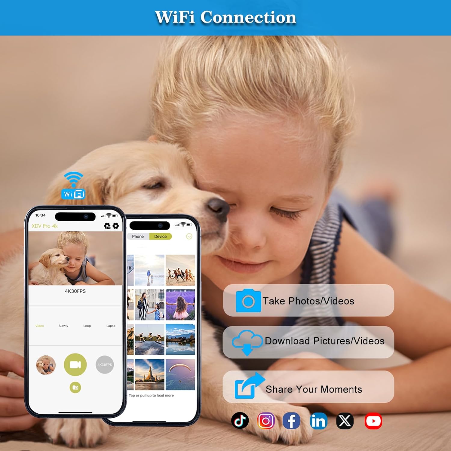 ISHARE Cámara digital para fotografía, cámara de vlogging 4K 48MP para YouTube con WiFi, pantalla abatible de 180 grados de 3 pulgadas, zoom digital