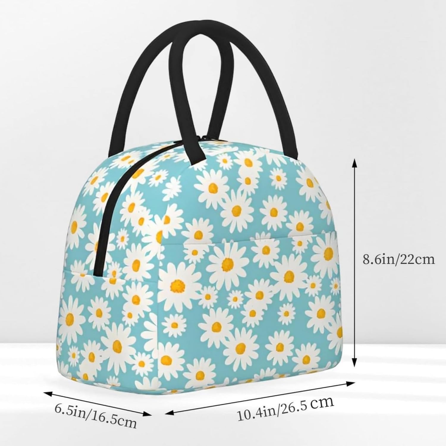 Daisy Flora – Lonchera térmica para mujeres, lonchera portátil con diseño de margaritas y flores, reutilizable, térmica, bolsa de almuerzo para la