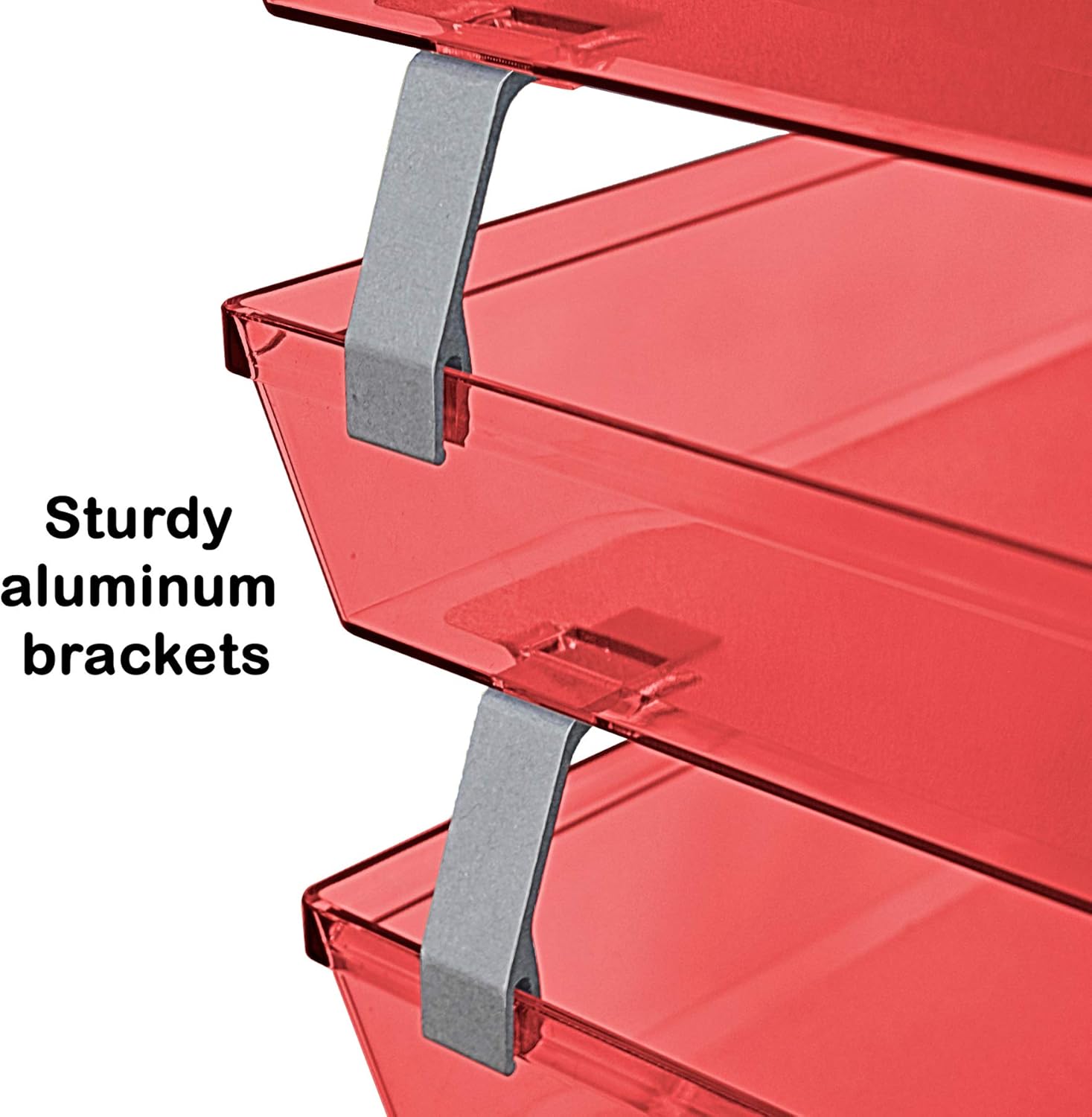 Acrimet Facility – Bandeja de letras de 3 niveles de carga lateral de plástico para escritorio (color rojo transparente)