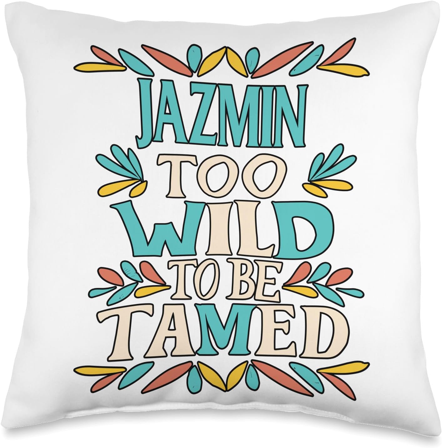 Wildflower Gift For Women Gift For JAZMIN Cute Retro Girls Wildflower Jazmin Name Throw Pillow, 16×16, Multicolor