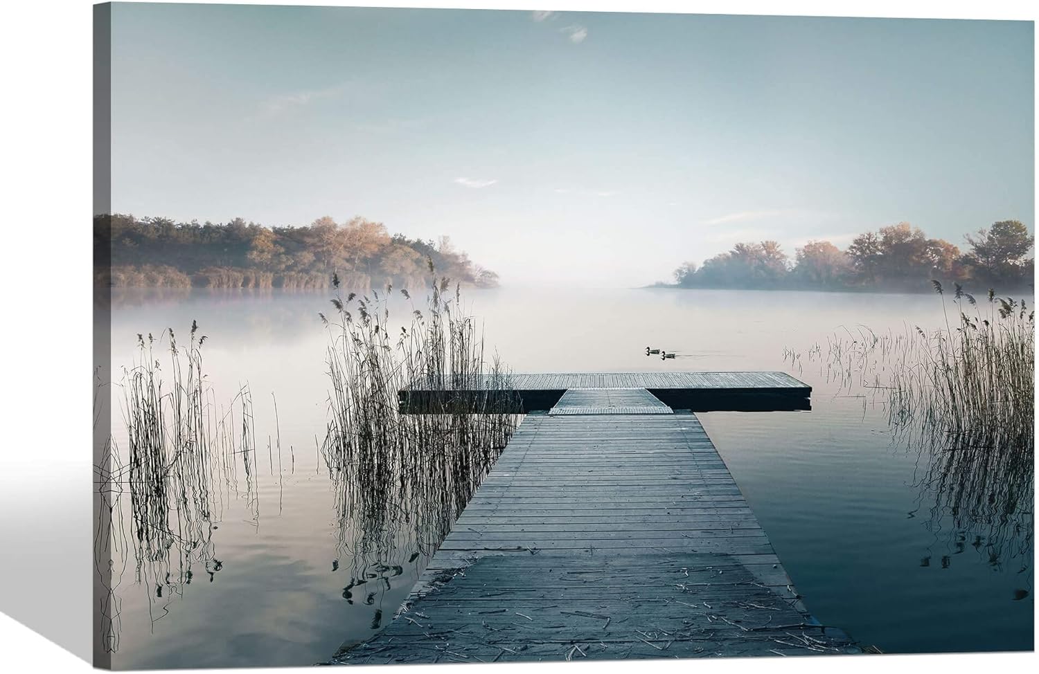 Lienzo de paisaje natural para la pared impresiones enmarcadas de escena de lago natural, puente, muelle, paisaje, pintura, obra de arte para el