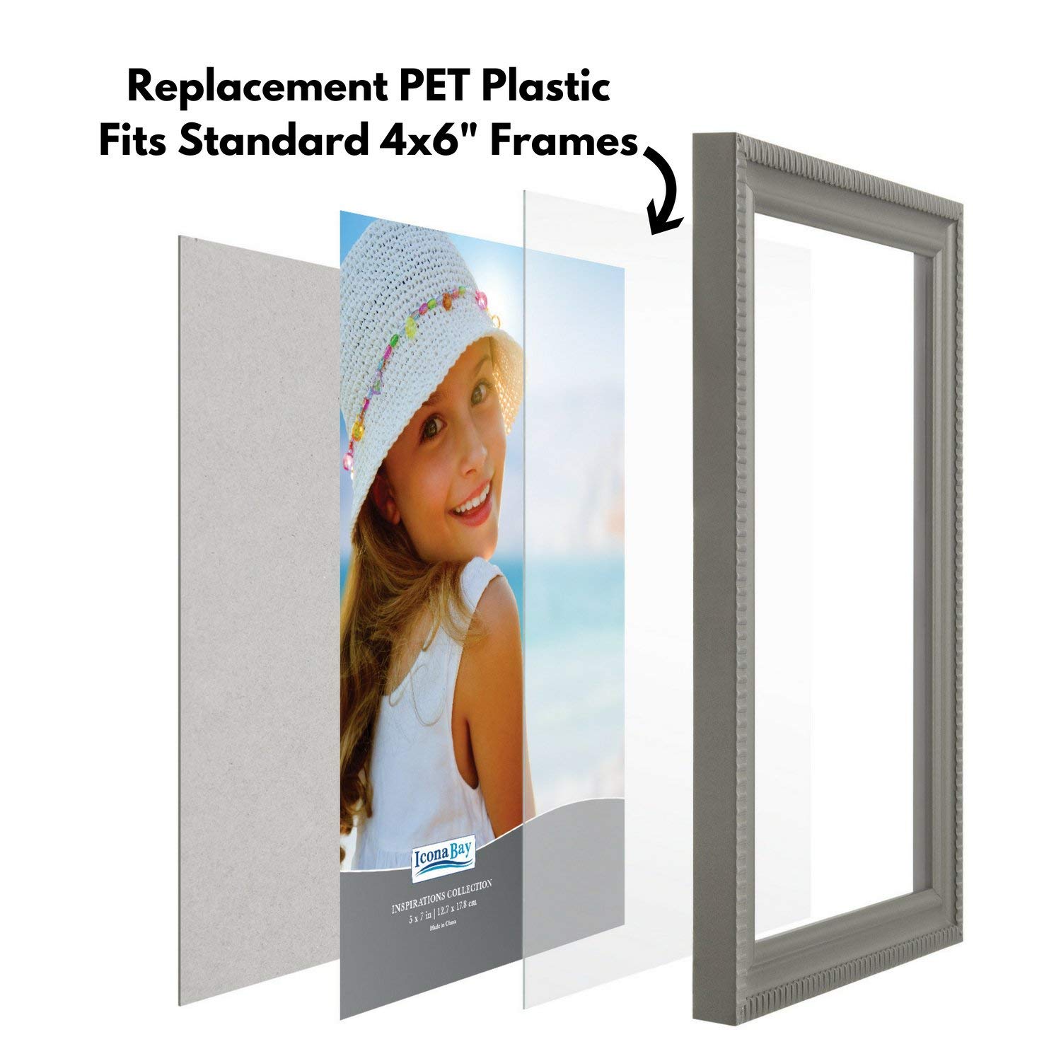 Icona Bay Plexiglás PET, láminas de plástico finas y flexibles (4 x 6 x 0.03 pulgadas, transparente, paquete de 5), fácil de cortar para proyectos