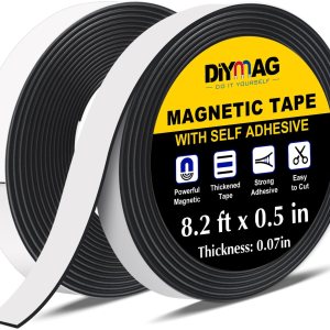 DIYMAG Cinta magnética, 2 rollos de tira magnética con fuerte autoadhesivo y flexible, rollo de cinta magnética para proyectos de manualidades, DIYMAG Cinta magnética, 2 rollos de tira magnética con fuerte autoadhesivo y flexible, rollo de cinta magnética para proyectos de manualidades,