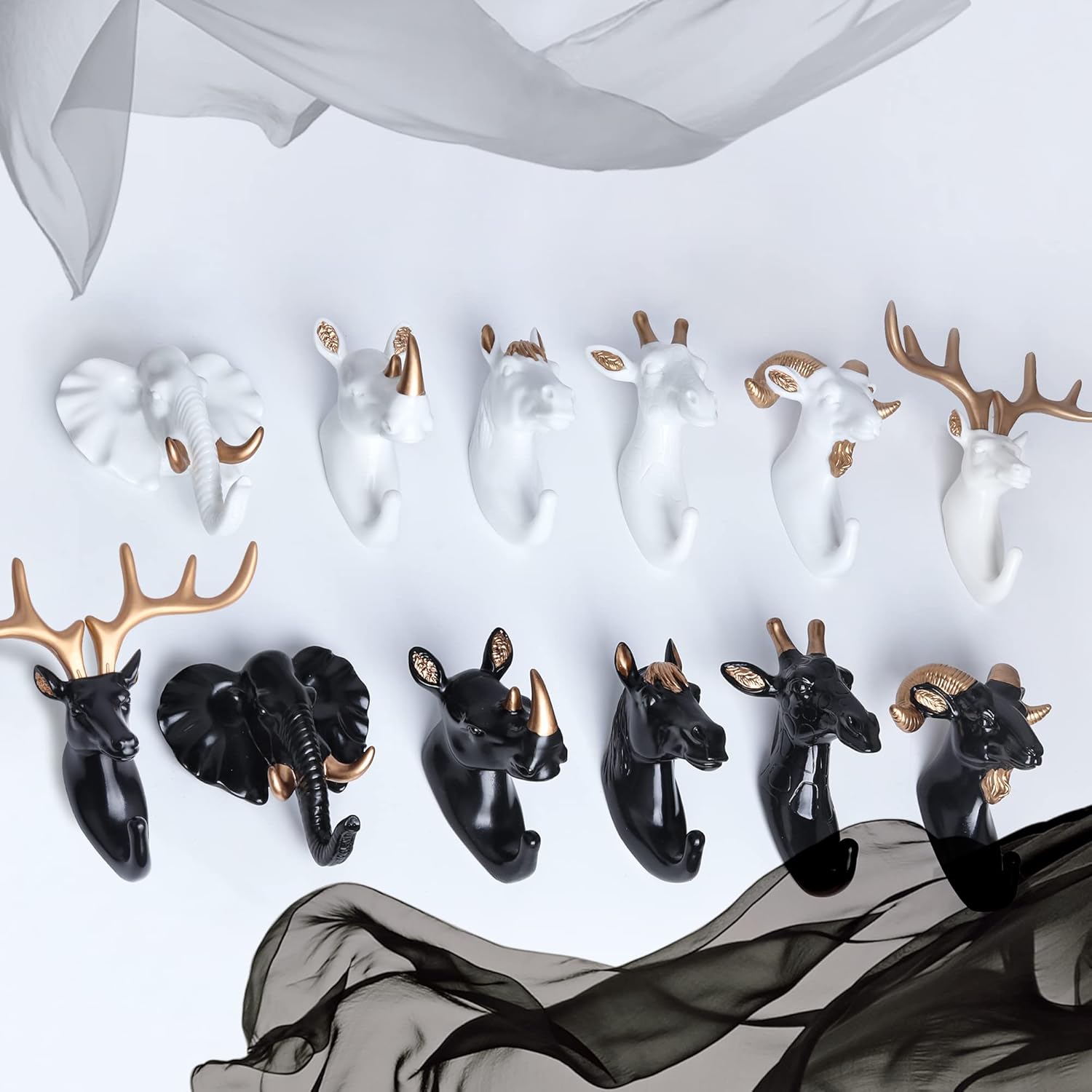 Goetland Paquete de 6 ganchos creativos de pared para colgar abrigos, bolsos, toallas, sombreros, llaves, animales, para entrada, baño, elefante,