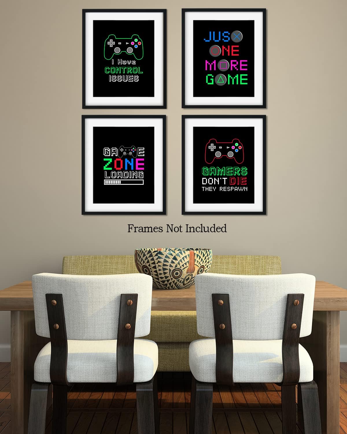 Decoración de sala de juegos para niños, cosas geniales para tu habitación, cueva de hombre, dormitorio, sala de juegos o bar, juego de 4 accesorios