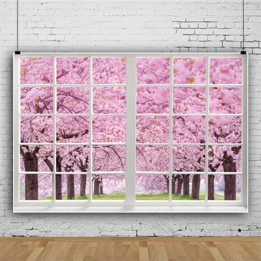 AWERT Telones de fondo de paisaje de primavera de 5 x 3 pies para fotografía, flores rosadas, cerezo, jardín, bosque, parque, país de las