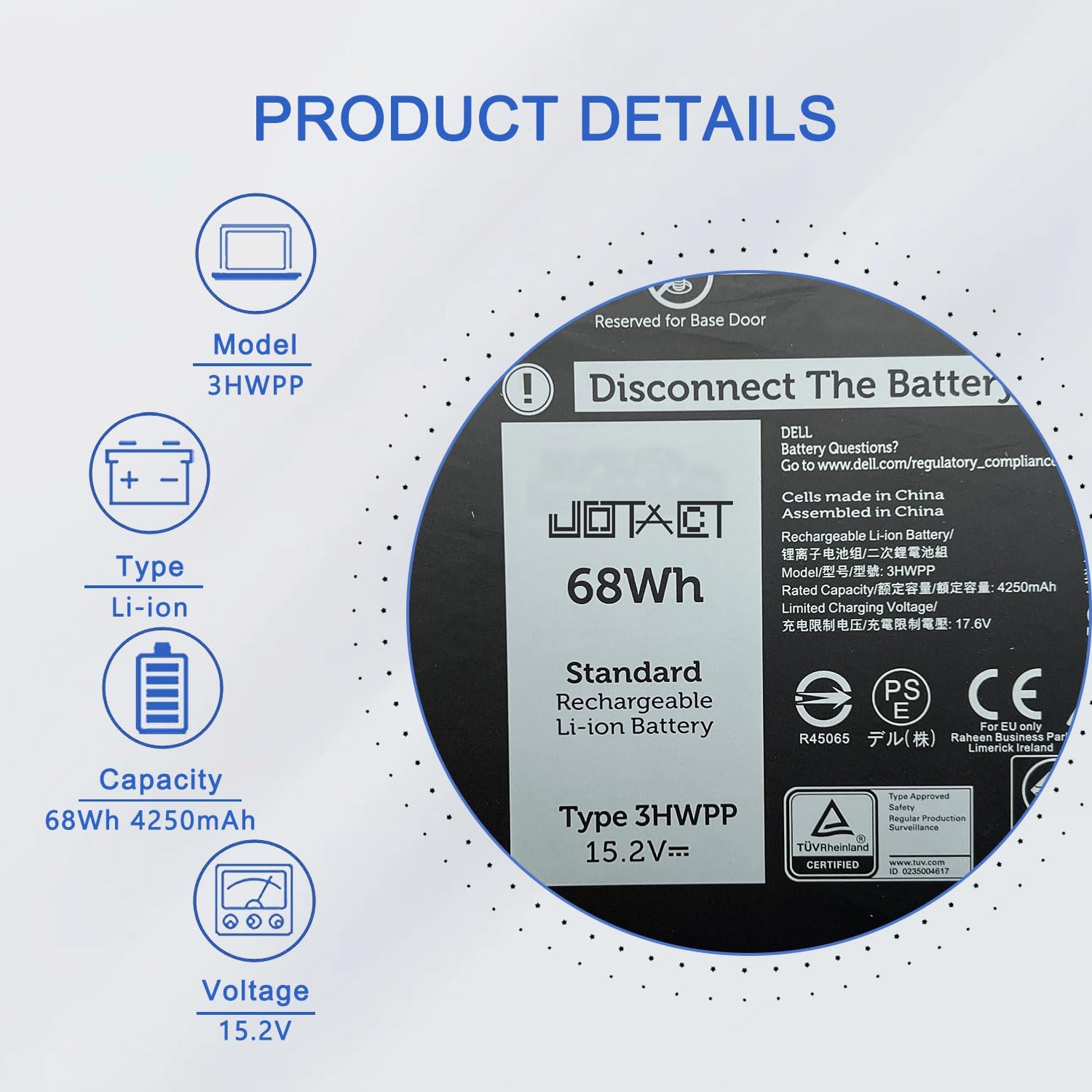 3HWPP – Batería para portátil compatible con Dell Latitude 5401 5410 5501 5411 5510 5511 Precision 3541 3551 Series Notebook 10X1J N2NLL 1VY7F