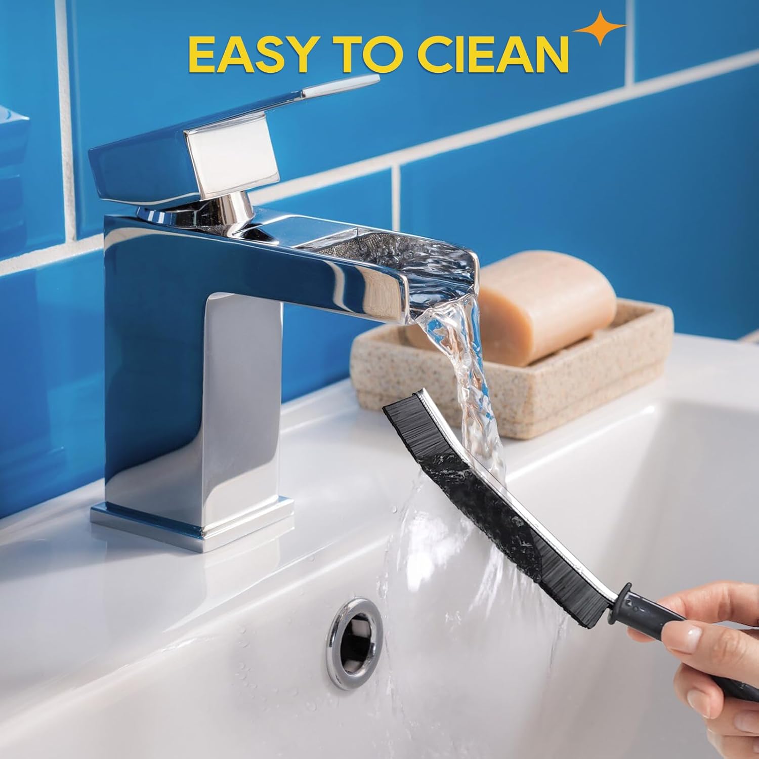 MEKER Cepillo de limpieza Black Gap con cerdas duras, juego de 2, ideal para cocina, baño, azulejos, riel de ventana, grifos