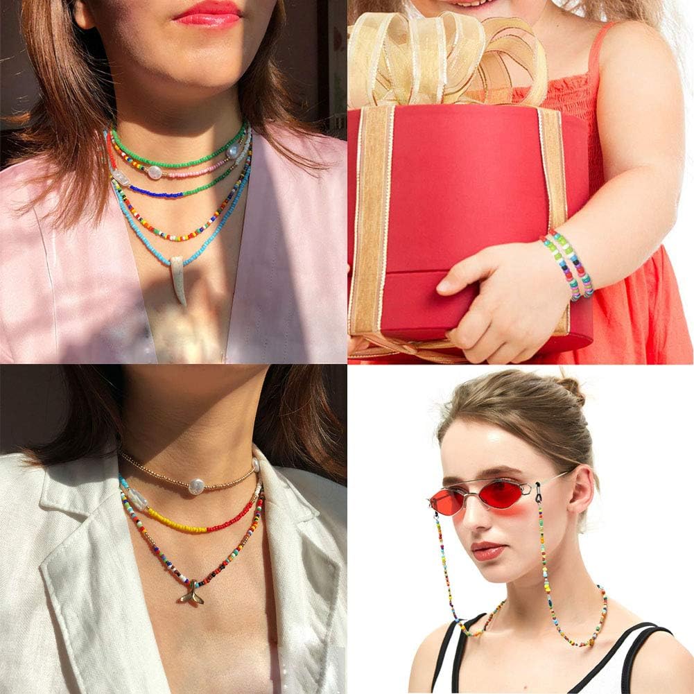 Aofieijew – Cuentas de cristal de 24 colores, 120, 60, redondas, transparentes, cuentas de poni de 0.079 in, cuentas espaciadoras para manualidades,