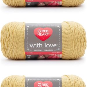 Red Heart with Love – Hilo de seda de maíz, paquete de 3 unidades de 6.98 oz7 onzas, acrílico, 4 medianos (peinado), 370 yardas, tejidoganchillo Red Heart with Love – Hilo de seda de maíz, paquete de 3 unidades de 6.98 oz7 onzas, acrílico, 4 medianos (peinado), 370 yardas, tejidoganchillo